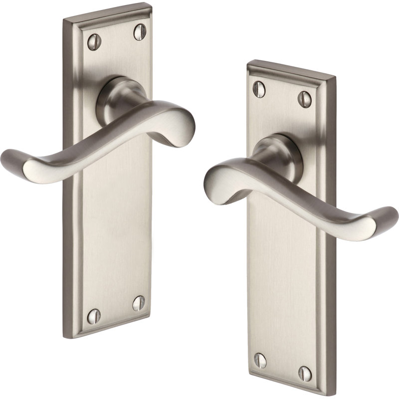 Heritage Brass Edwardian Door Handle Kit, Satin Nickel