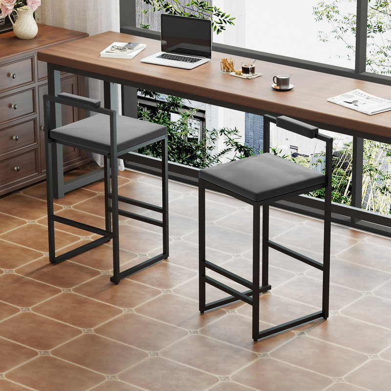 Tabourets de bar rembourrés en velours à hauteur de comptoir pour îlot de cuisine, ensemble de 2 chaises de salle à manger modernes avec repose-pieds et dossier