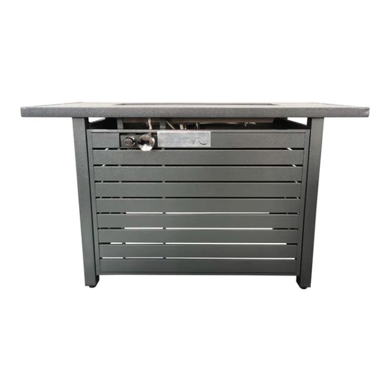 Gray Outdoor Fire Pit Table, 25" H X 42" W, 50000 Burning Time Period, Stainless Steel, Propane/Natural Gas Adjustable, Modern Exterior Appliance Span,