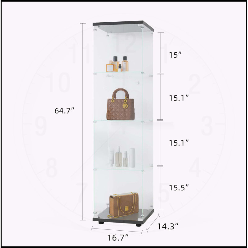 Vitrine en verre polyvalente avec serrure et grand rangement pour 