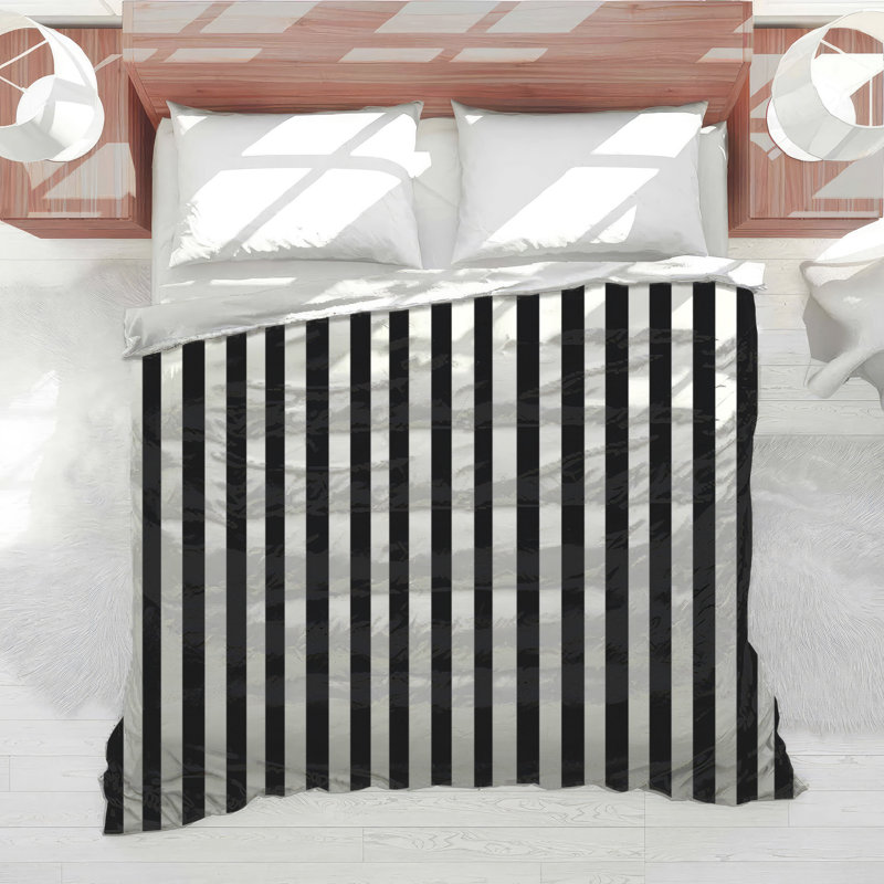 Stripes Bedding Pattern Comforter Modern, Twin Comforter, Black/White Striped