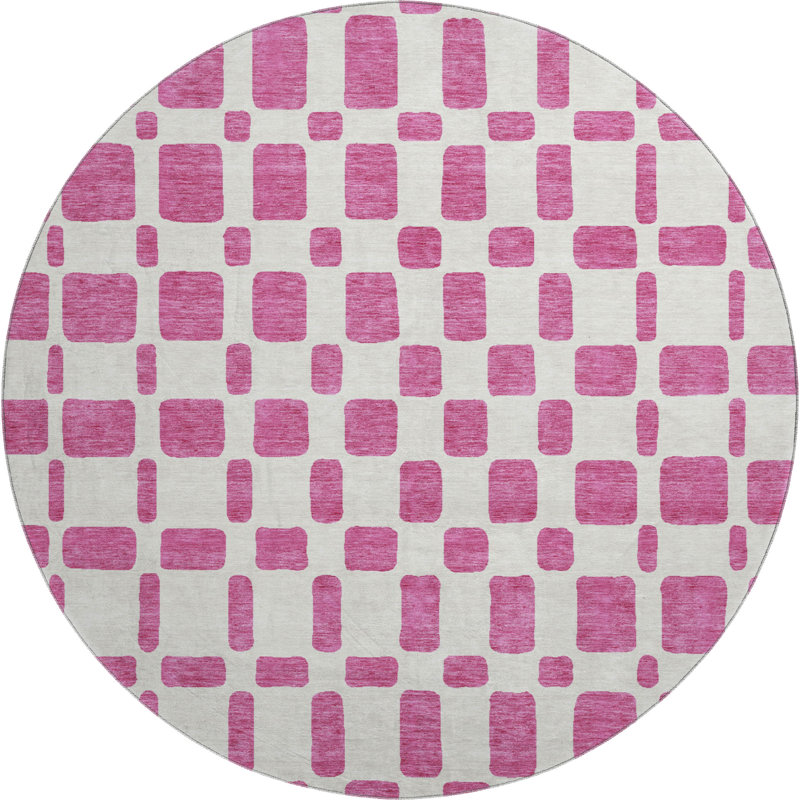 Premium Machine Washable Prisco Blush Rug, Round 8'