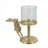 7.9x4 Gold Rabbit Pillar Candle Holder with Clear Glass Hurricane Shade