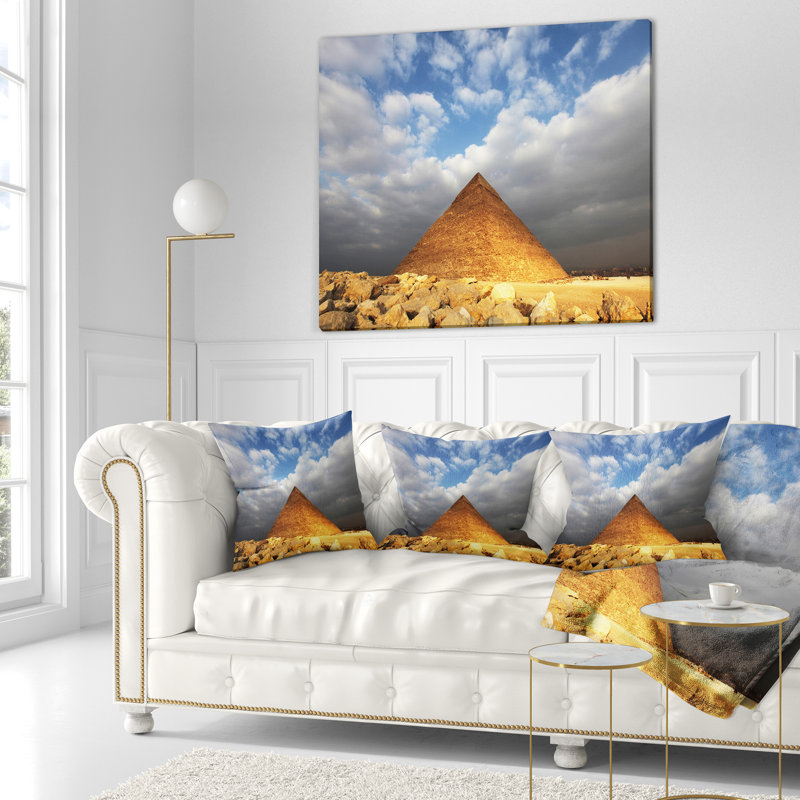 Coussin en pyramide égyptienne "africain landscape" sous brillante ciel, 16 po x 1 po, Coussin décoratif
