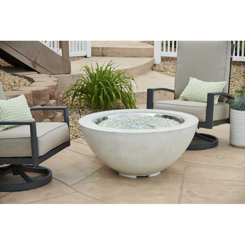 Monae Rectangle Concrete Smokeless Fire Pit Table, Natural Gas, White