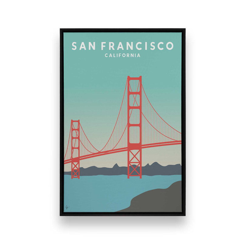 «Sunset San Francisco California» par Garima Dhawan, reproduction d'art, Noir, Impression encadrée sans passe-partout