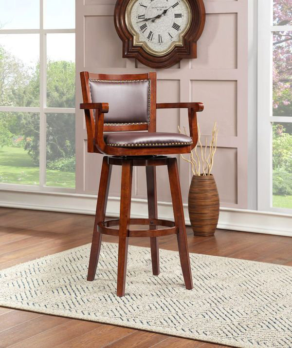 Tabouret de bar rotatif très haut Angelija, Cerisier