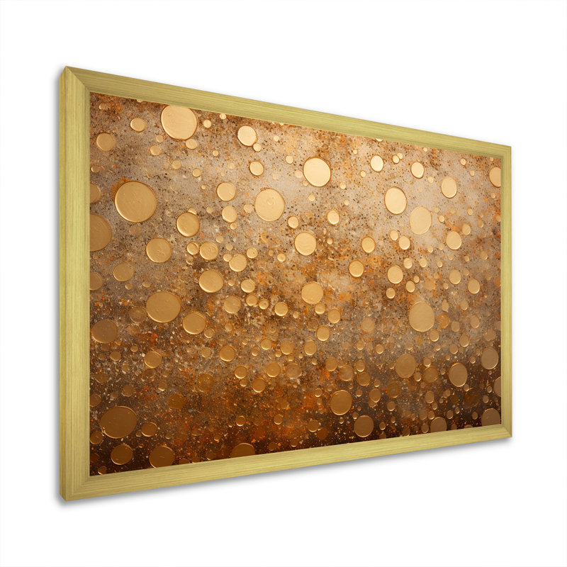 " Gold Perlages Pulse ", 12" H x 20" W x 1" D, Gold Picture Framed