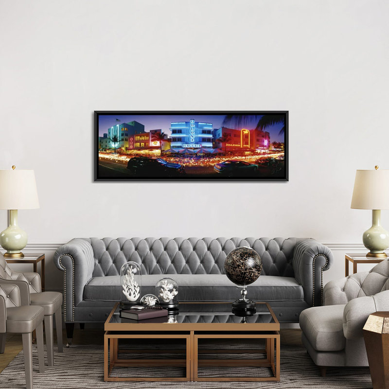 «Florida, Miami Beach», reproduction de photo sur toile, H 20 po x l 60 po x P 1,5 po, Cadre noir