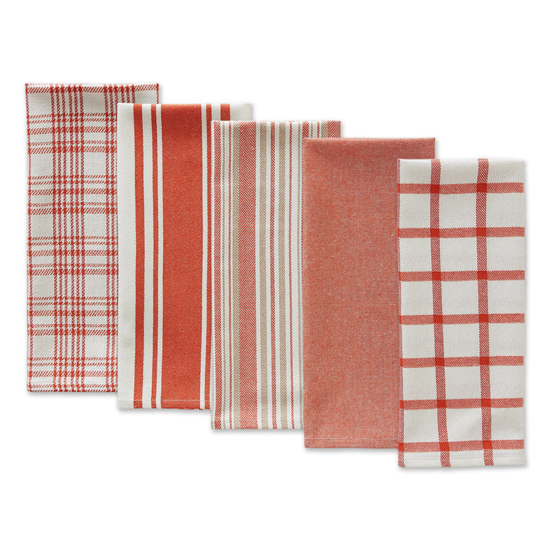 Cotton Waffle Kitchen Towel Linen Set, Orange