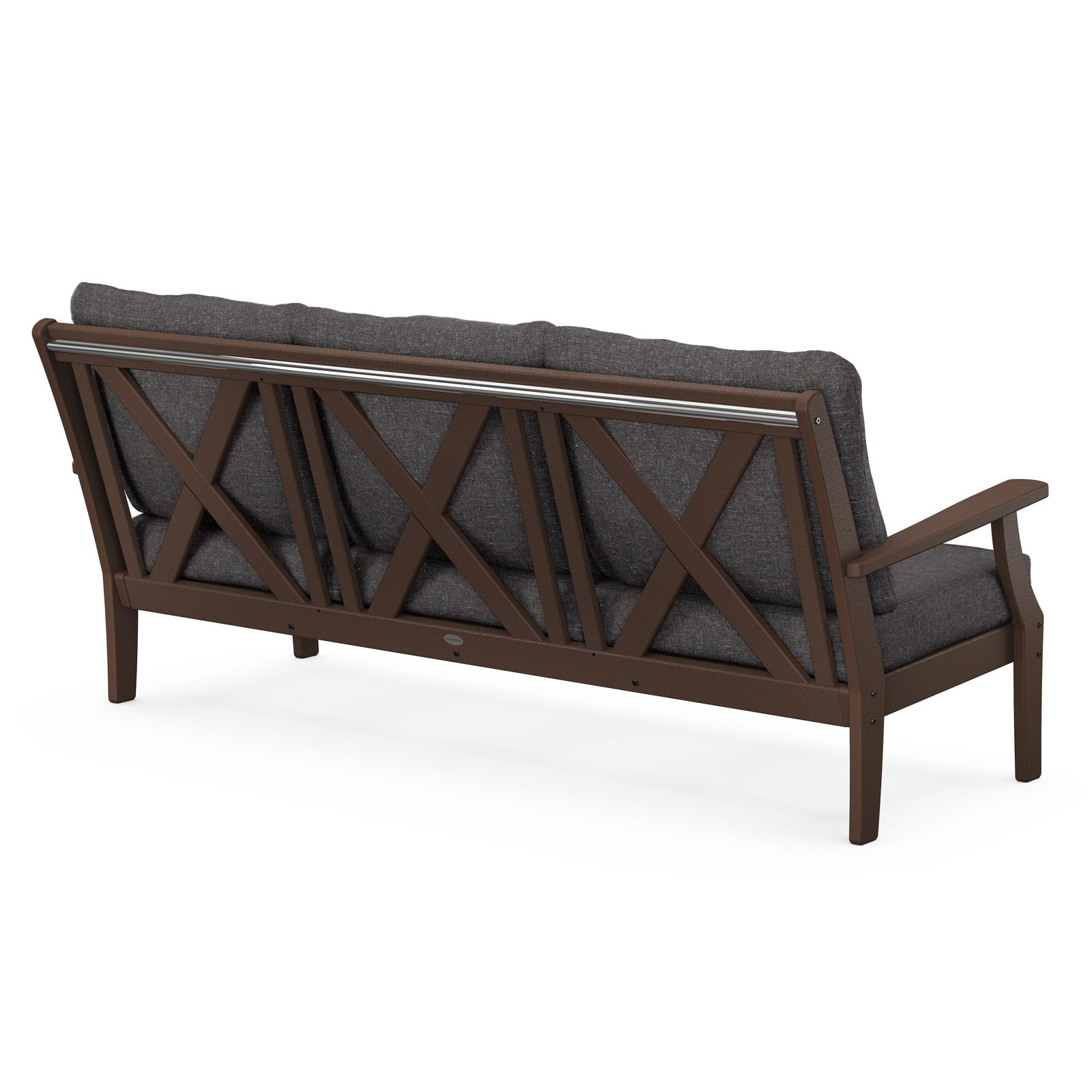 Braxton Deep Seating Sofa, Mahogany, Dune Burlap