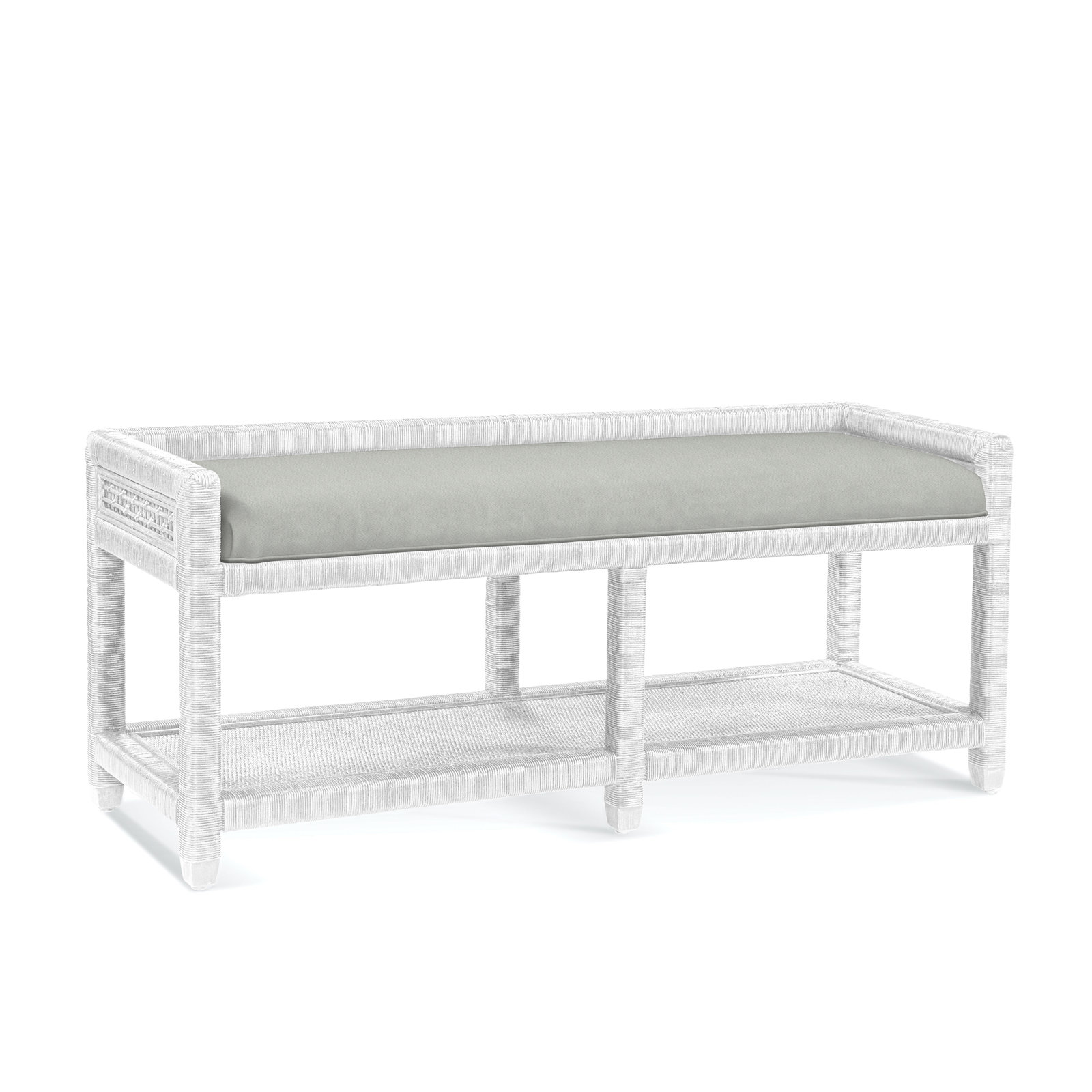 Silvio 54" Storage Bench, Frost White, Lapis Plaid; 0126-63