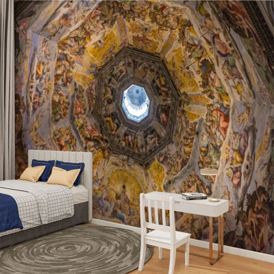 Peel and Stick Canvas Wallpaper Wall Mural ceiling inside florence cathedral stained glass cathedral Wall Art Self Adhesive and Removable