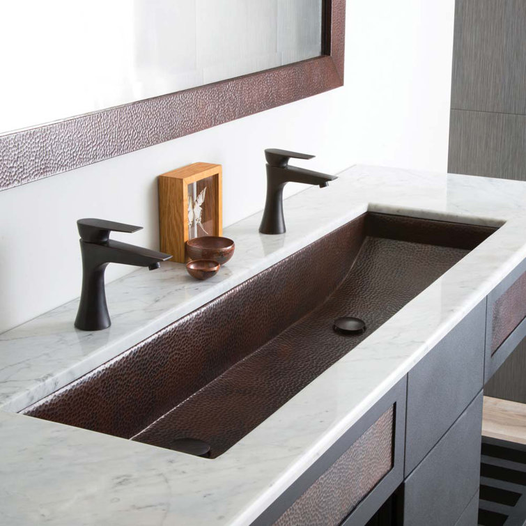 Trough Antique Metal Rectangular Drop-In Bathroom Sink