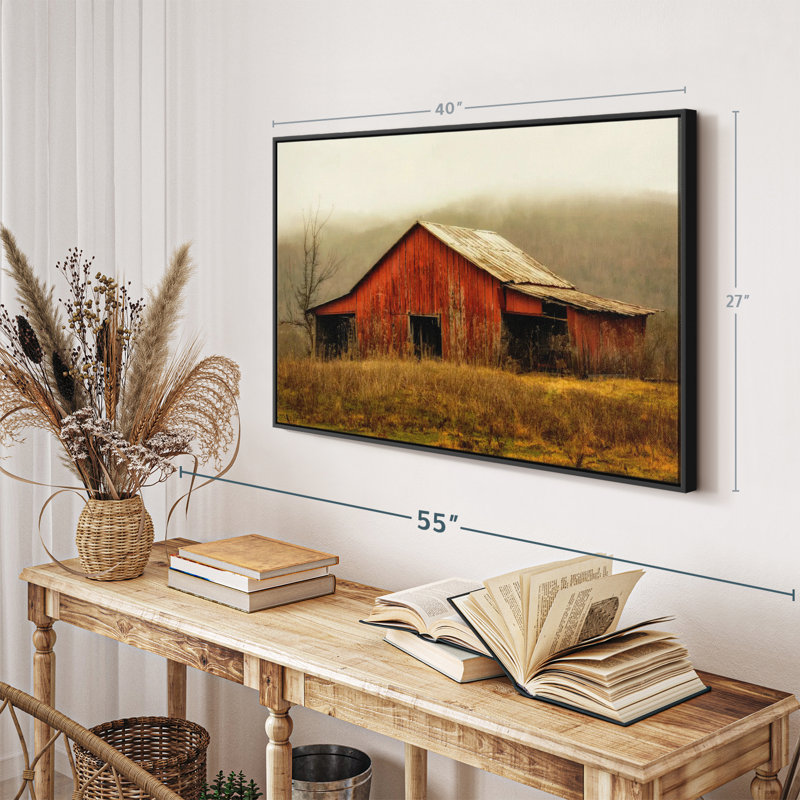 Architecture «Skylight Barn In The Fog Wall Art», H 27 po x l 40 po