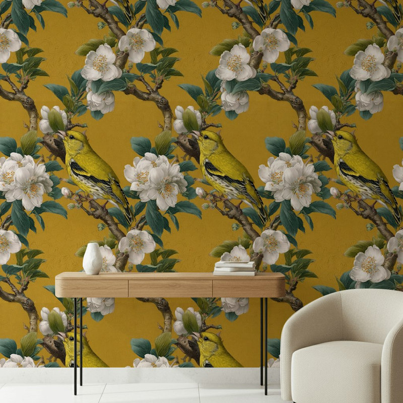 Murale rétro avec motif floral traditionnel