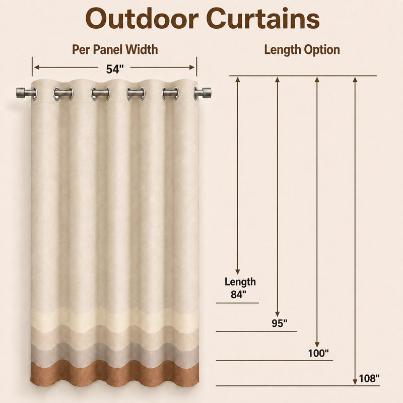 Waterproof Blackout Outdoor Curtains for Patio & Pergola – Premium Privacy & Weatherproof  - 1 Panel, 54" W x 108" L, Brown