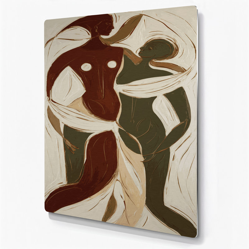 Abstrait figuratif 53, art mural en métal beige, H 11 po x l 14 po