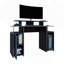 Bureau de jeu 47 po à 2 niveaux avec trois tablettes et support pour tour d'ordinateur, noir