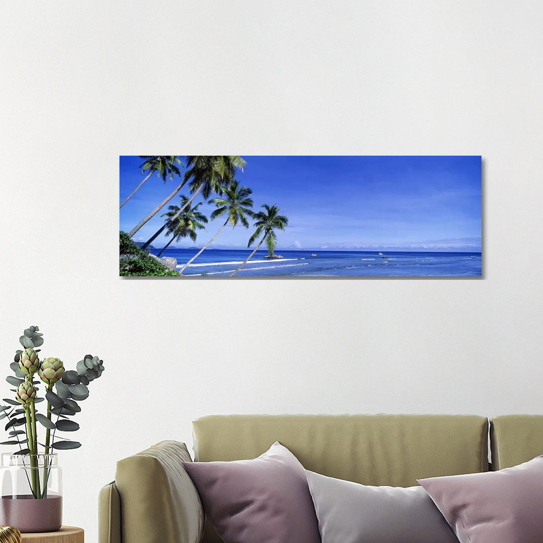 Coastal Palms, La Digue, Republic Of Seychelles by Panoramic Images - Wrapped Canvas Panoramic Print