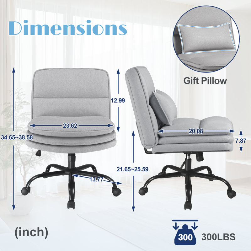 Chaise de bureau Criss, Tissu gris pâle