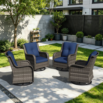Chaise de terrasse pivotante avec coussins Ivandell