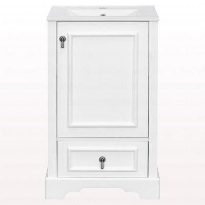 20 Inch Bathroom Vanity With Ceramic Sink, Soft Close Door, Adjustable U-Shaped Shelf, Compartment Drawer And Door Storage Rack, Modern Style, Space-Saving Design