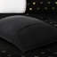Édredon pour lit simple / simple TG à imprimé métallique avec 1 coussin et 2 taies décoratives, noir, rembourré, lavable à la machine, housse de coussin ultra-légère, rembourrage, imperméable et lavable-121170431-121170432