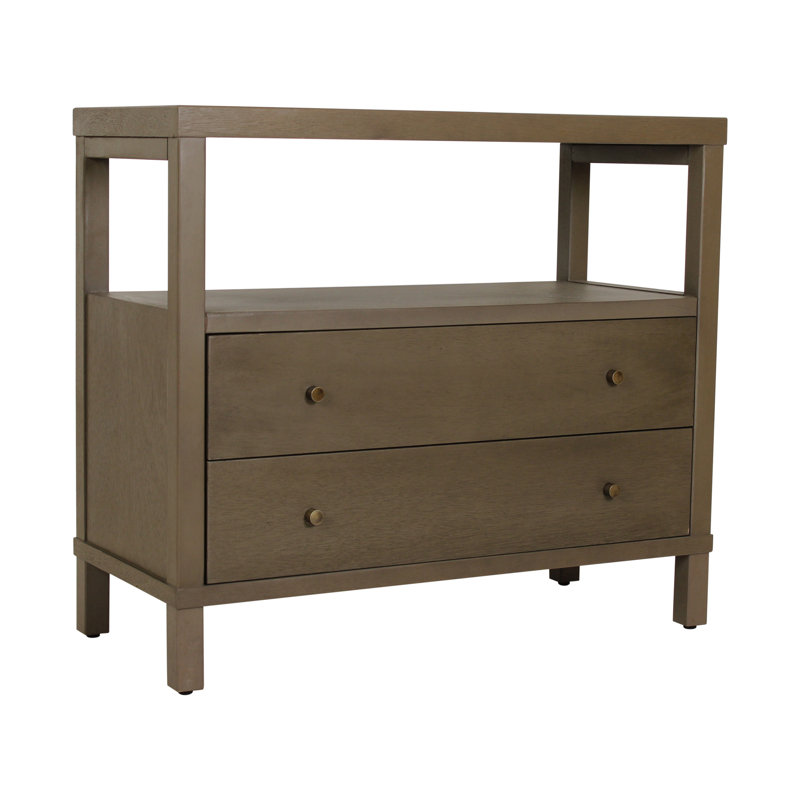 2-Drawer Wood Nightstand, Gray