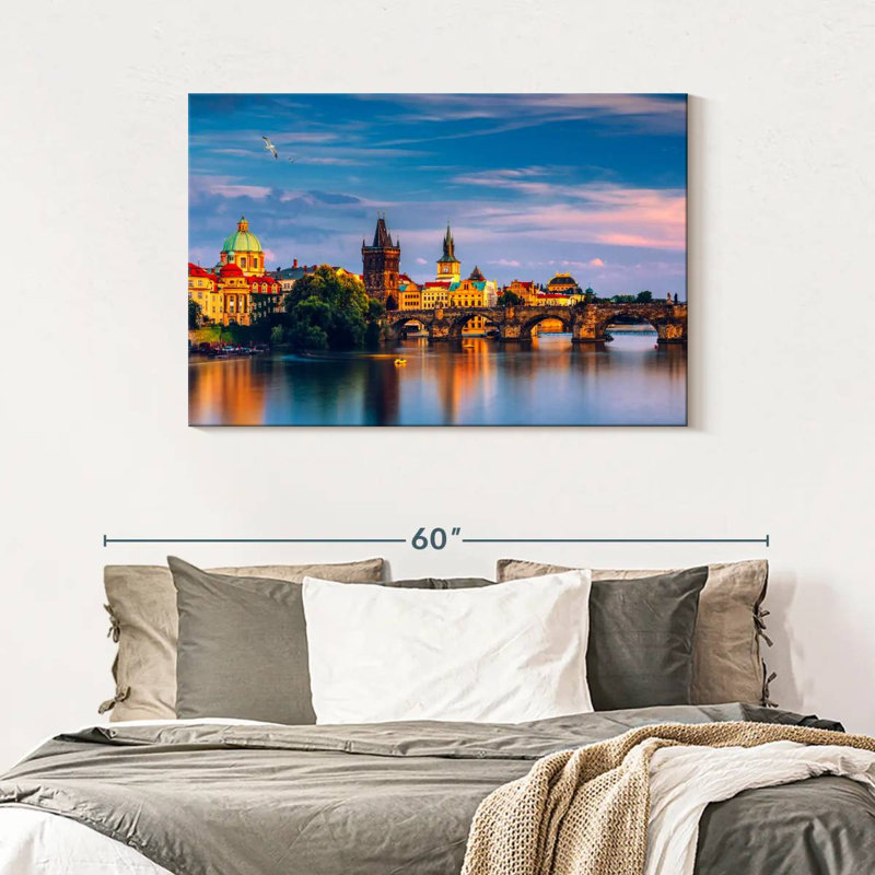 Pont Charles et paysage urbain, H 30 po x l 45 po