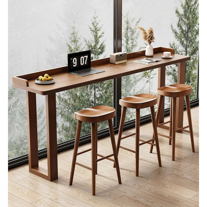 Table de salle à manger en bois massif avec garde de bord, H 43,3 po x L 70,9 po x l 15,7 po