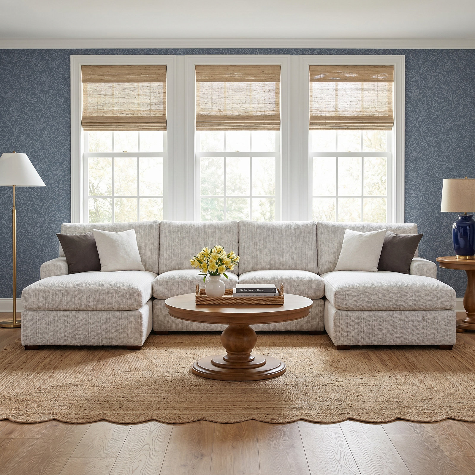 Cambria Four Piece Chaise Sectional, Right Hand Facing, Havana, Oatmeal Crypton Performance; 0822-74