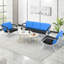 Ensemble de mobilier de salon moderne 3 pièces - Canapé 3 places en tissu bleu et noir + 2 fauteuils d'appoint avec structure en métal, pour la maison et le bureau-101038631