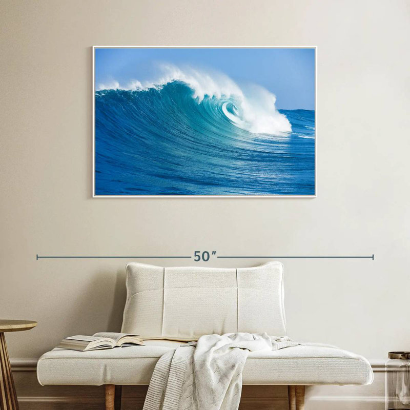 Ocean Wave Break, Cadre flottant blanc, 43 po x 29 po