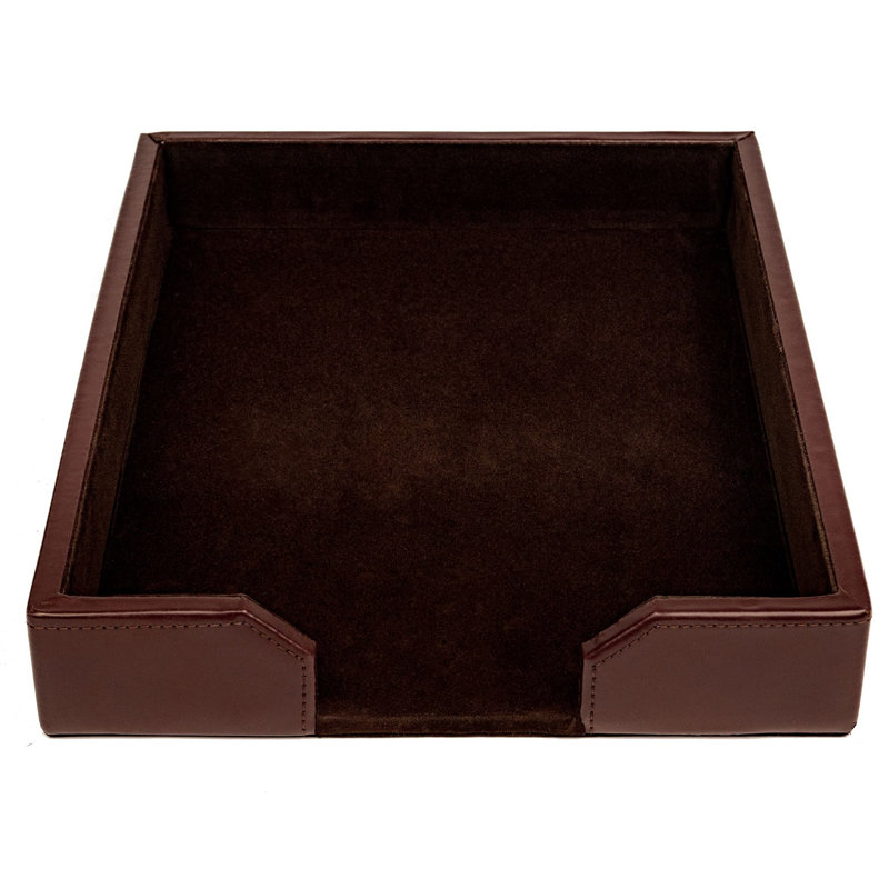 Organisateur de papier en cuir Gregson, Brun foncé