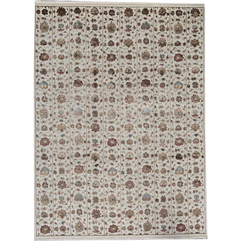 Tapis ivoire noué à la main de haute qualité