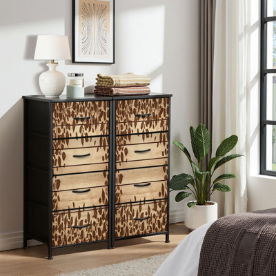 Commode pour commode de chambre à coucher pour commode léopard et commodes à tiroirs en tissu avec rangement à 4 tiroirs