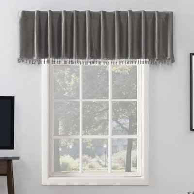 Sun Zero Evelina Faux Dupioni Silk Thermal Extreme 100% Blackout Back Tab Window Valance