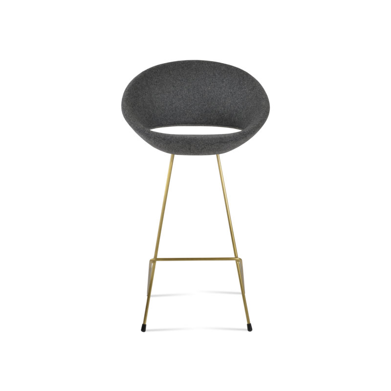 Tabouret de bar et de comptoir Crescent Cattelan, Gris foncé, Laiton, Tabouret de comptoir (siège d'une hauteur de 24 p