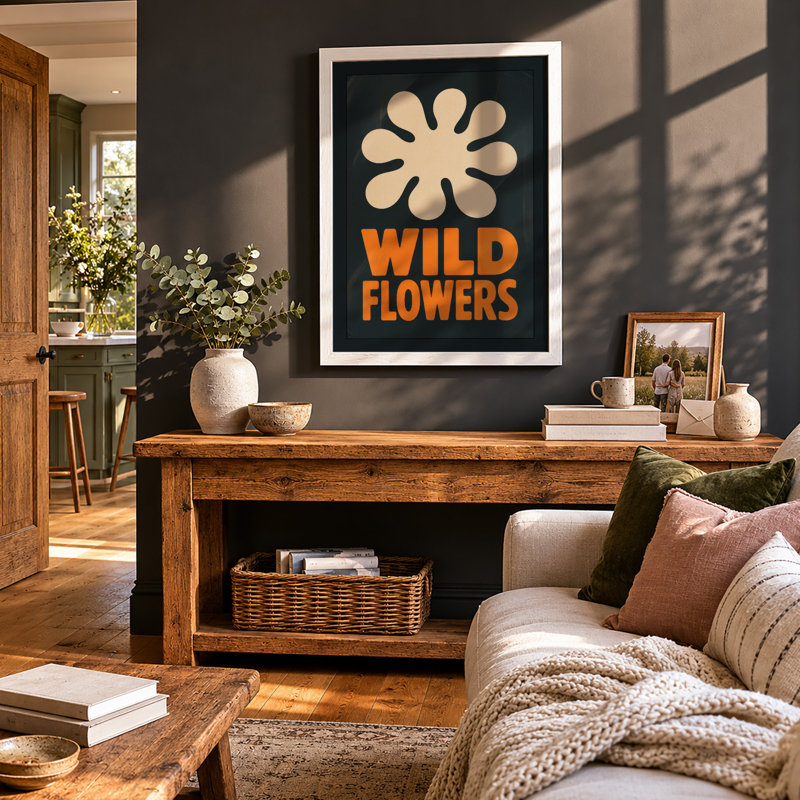 Wild Flowers Modern - Framed Print, A4 - 29.7 x 21.0 cm, Oak