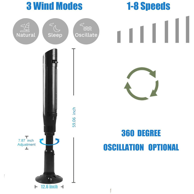 Ventilateur oscillant sans lame 59,06 "Yukool