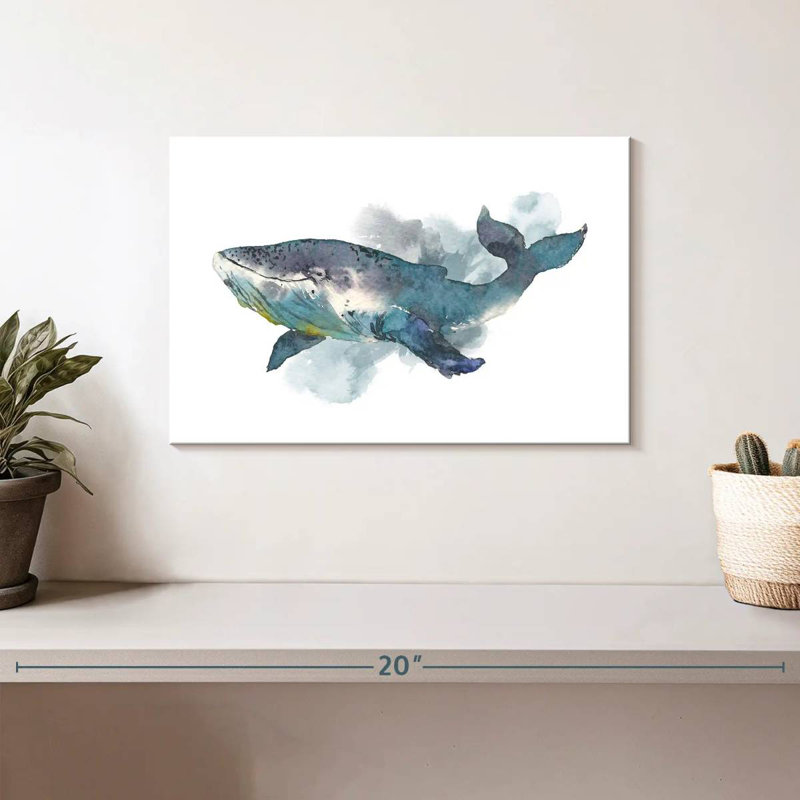 Baleine à l'aquarelle, H 8 po x l 12 po