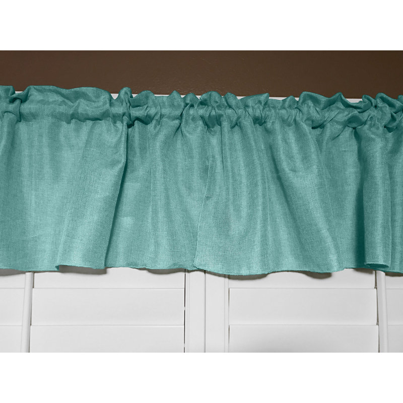 Solid Colour Tailored Window Valance, Aqua, 58" W x 32" L