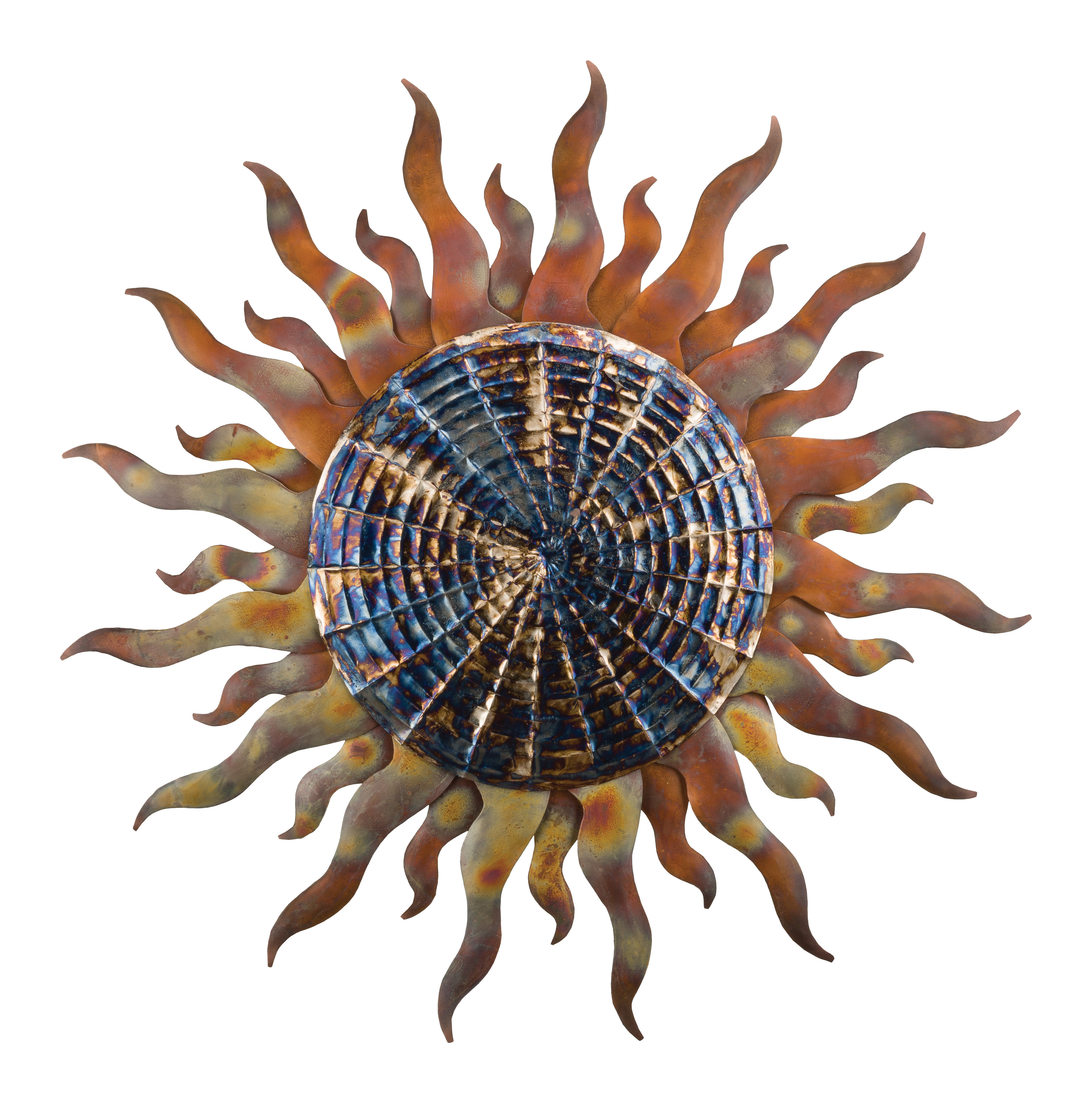 Bungalow Rose 24 Inch Sun Metal Outdoor Wall Decor with Multi Color ...
