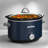 4 Quart Slow Cooker and Mini Food Warmer with 3 Heating Settings, Removable Ceramic Pot, Glass Lid, Stainless Steel, Blue