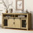 59.3''Sideboard with Sliding Barn Door and Mesh Panels,Farmhouse Buffet with Open Storage,Suitable for Living Room, Hallway, Balcony,Kitchen, Office-128964498
