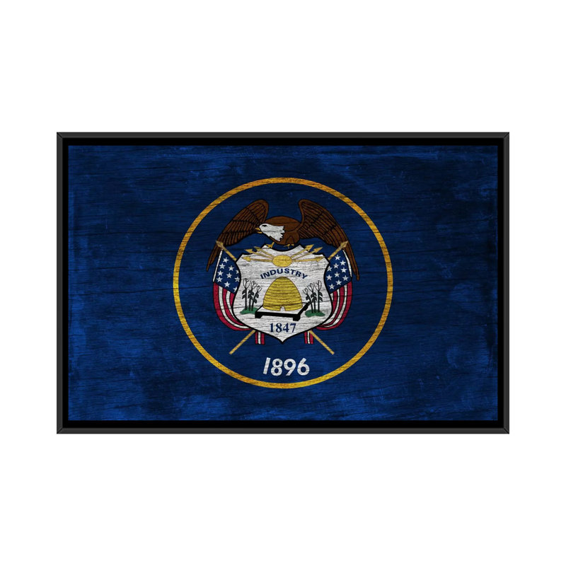 "flags en bois" , impression sur toile, H 18 po x l 26 po x P 1,5 po, Toile avec cadre noir, Pas de tapis