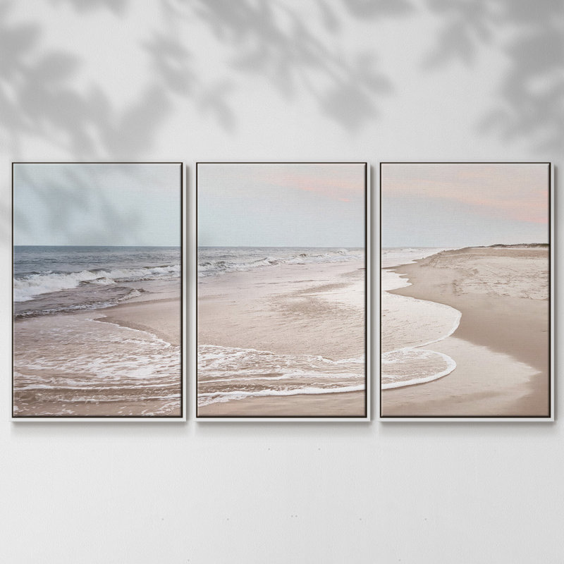 Corolla Soft Shore, reproduction sur toile 3 pièces, H 24 po x l 48 po x P 2 po, Blanc