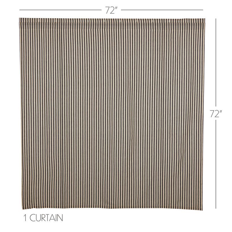 Ashmont Charcoal Gray and White Cotton Ticking Stripe Shower Curtain