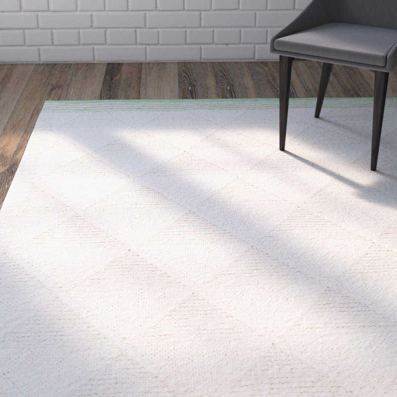 Tapis géométrique beige tissé à la main Veasley, Rectangle 4 pi x 6 pi